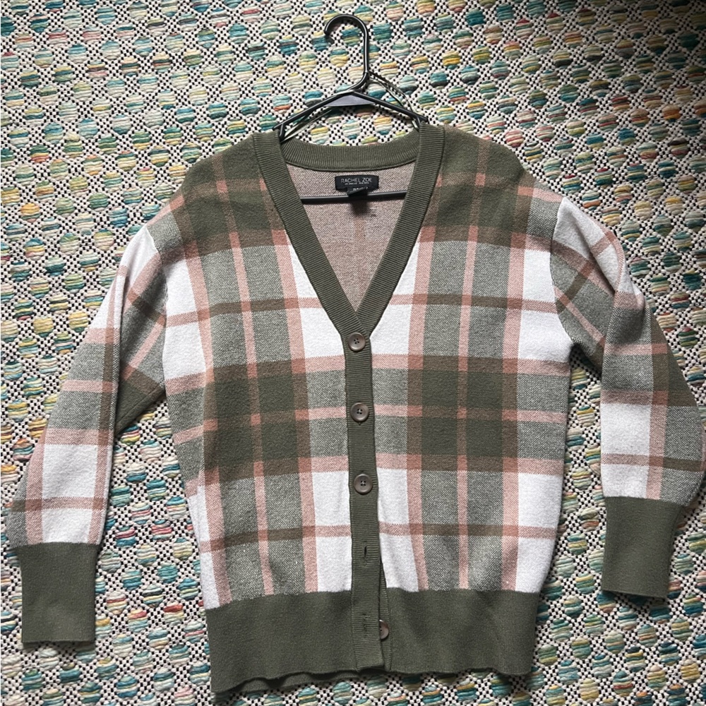 Plaid knit sweater/cardigan